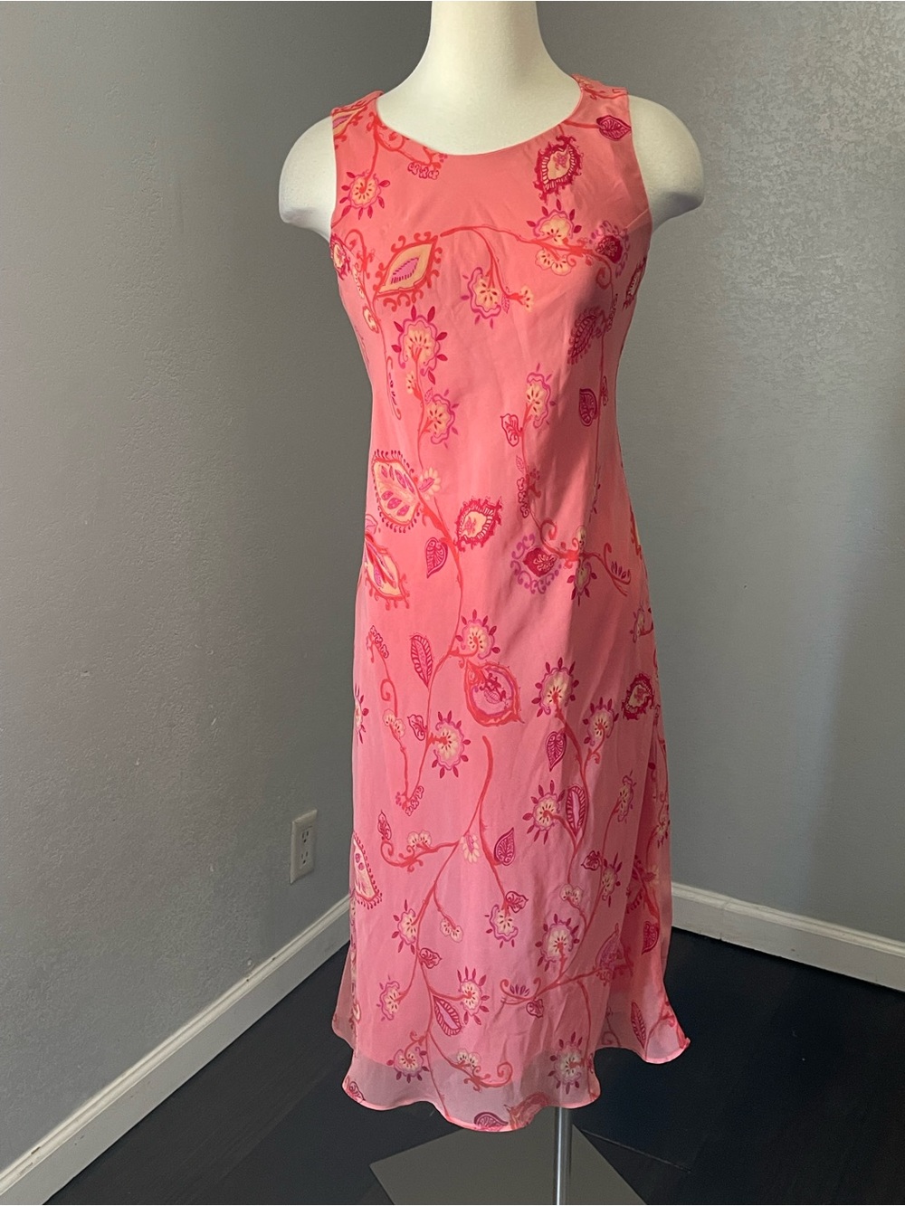 Chadwicks Pink Floral Sleeveless Midi Dress